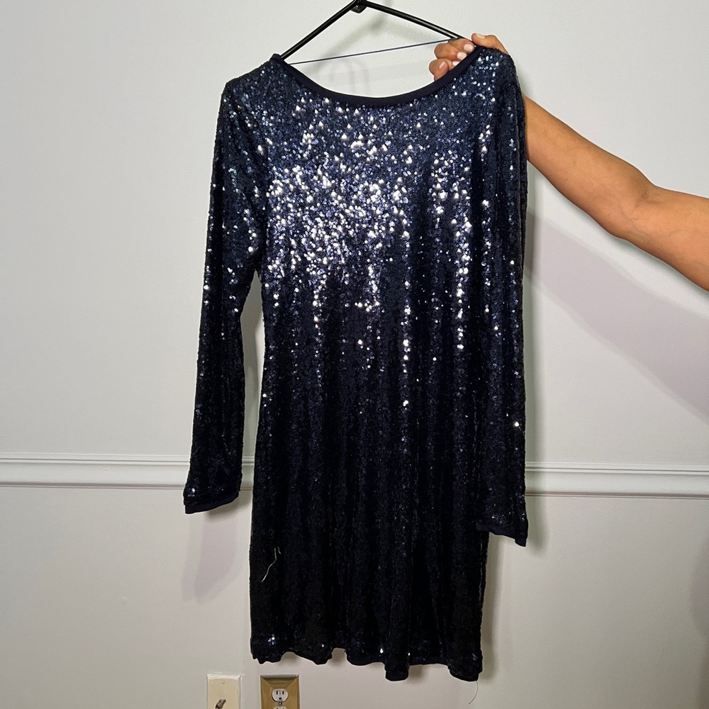Elegant Navy Sequin Dress